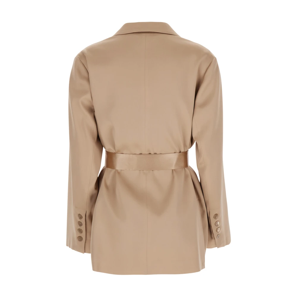 Semicouture Klassieke Beige Zijdeblend Jas Beige Dames