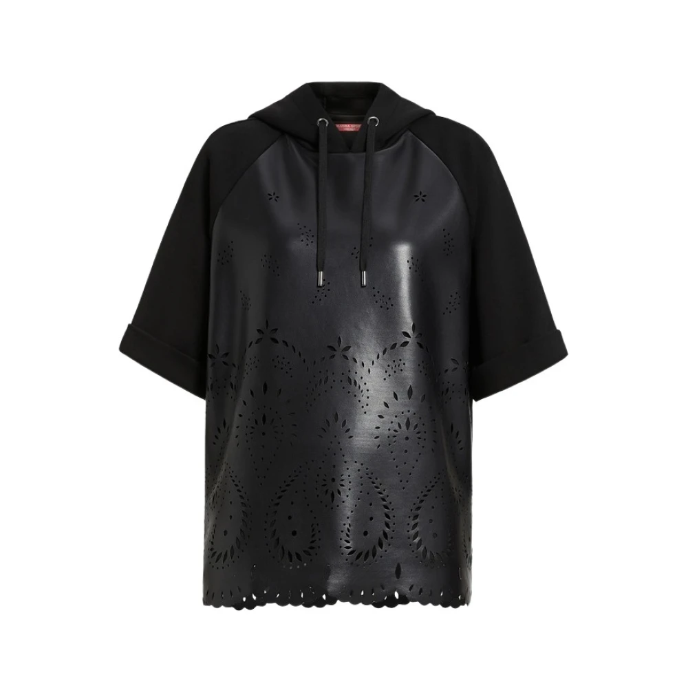Marina Rinaldi Hooded jurk met trekkoord kraag Black Dames