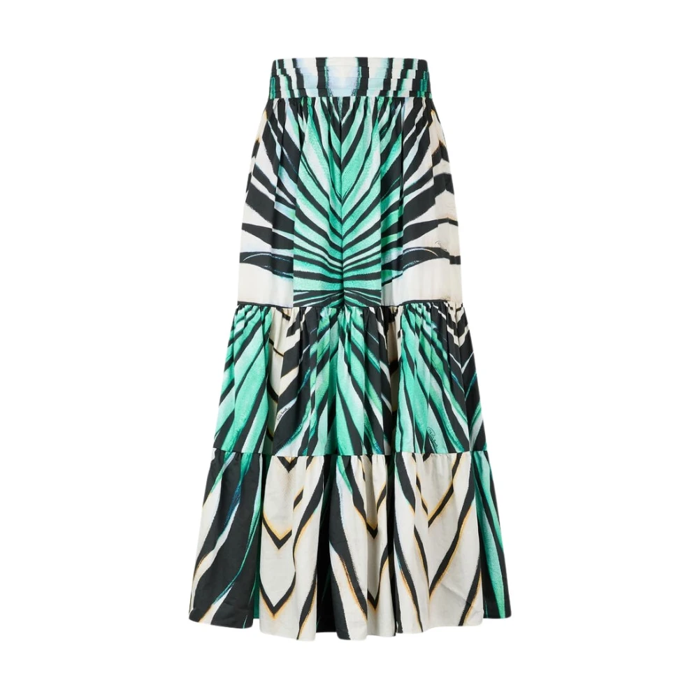 Roberto Cavalli Women's Multicolor Midi Skirts, Xs, Sea Print Cotton Midi Skirt