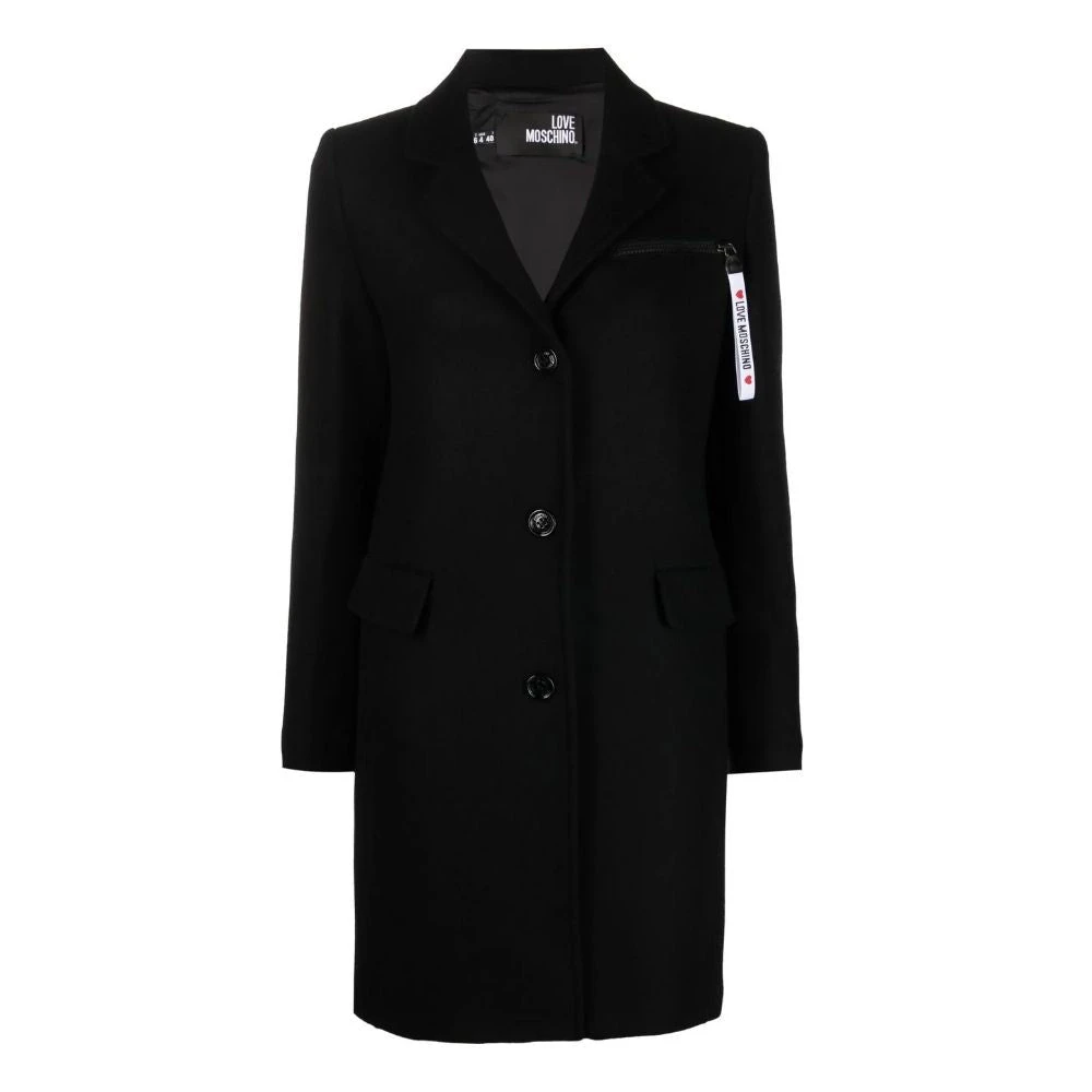 Love Moschino Rode wollen jas dubbele voorzak Black Dames