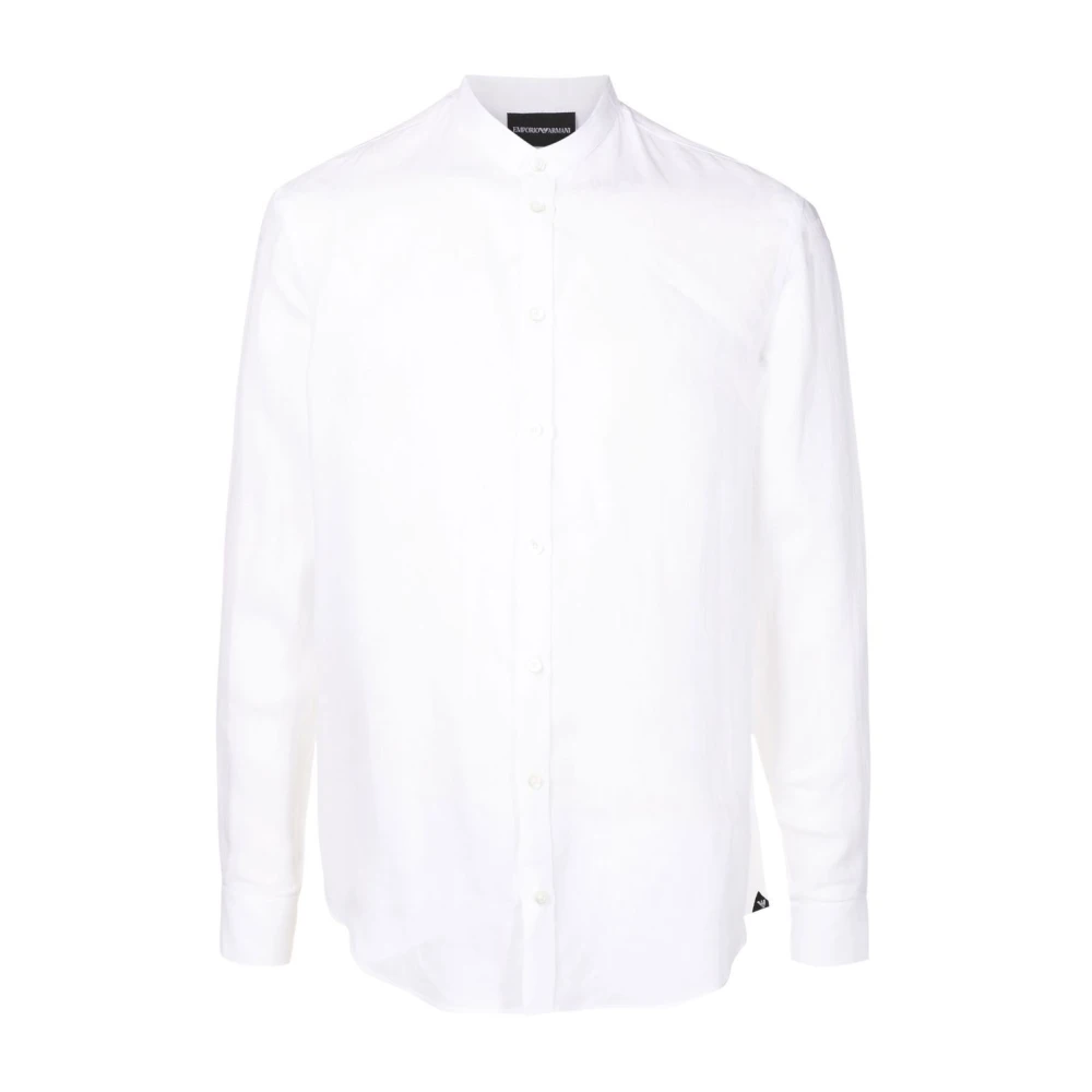 Emporio Armani Linnen Mao Shirt White Heren
