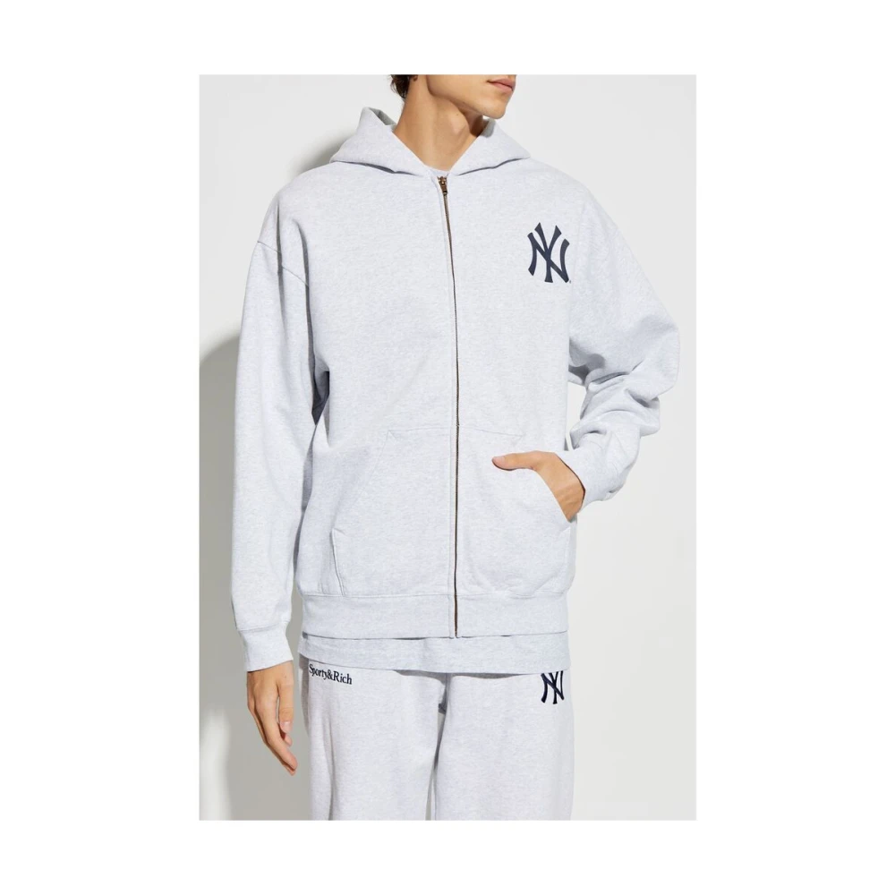 Sporty & Rich Sportieve Hoodie Logo Print Gray Dames