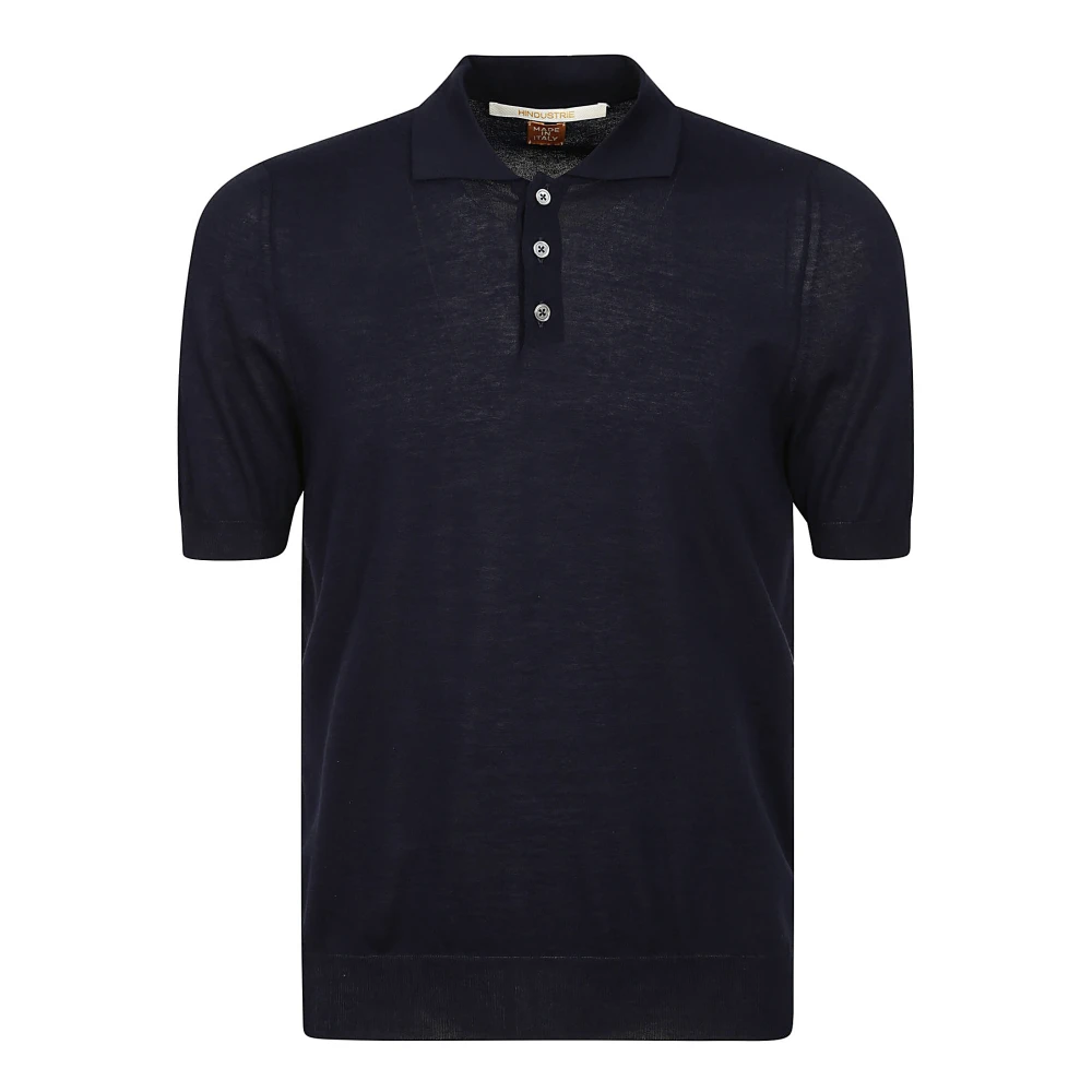 Hindustrie Navy Polo Shirt met Knopen en Kraag Blue Heren