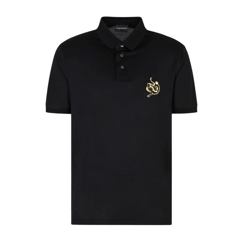 Emporio Armani Svart Polo Skjorta Visdom Välstånd Black, Herr