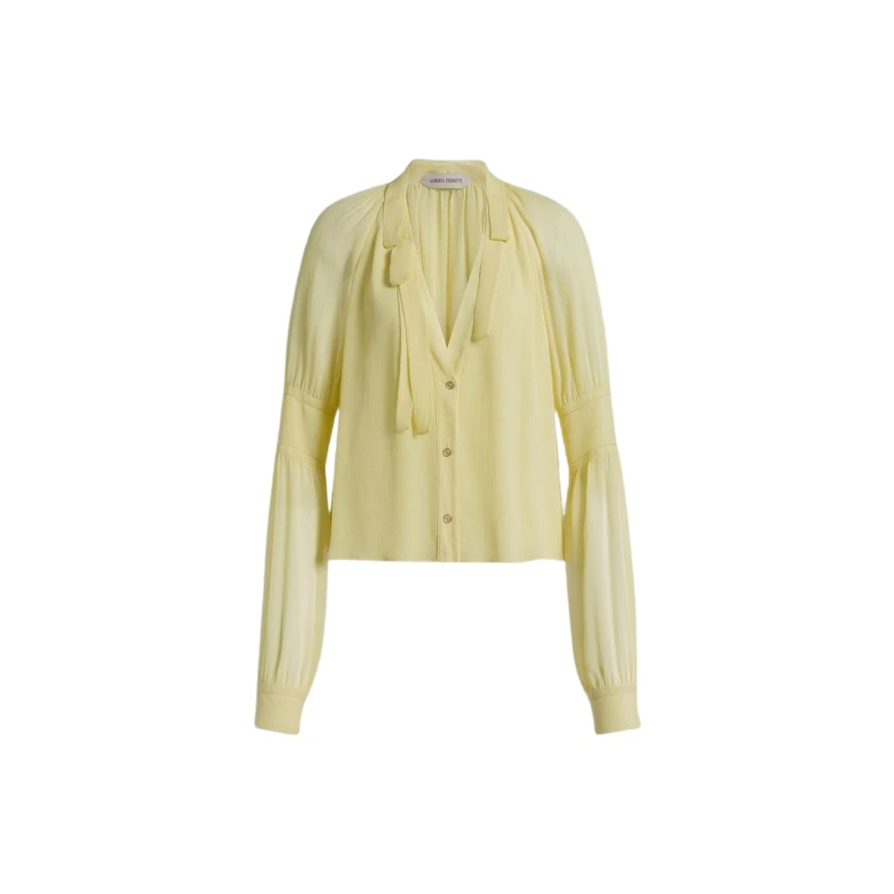 Alberta Ferretti Women's Yellow Silk Creponne Blouse - Shirts - S - Blouses & Shirts