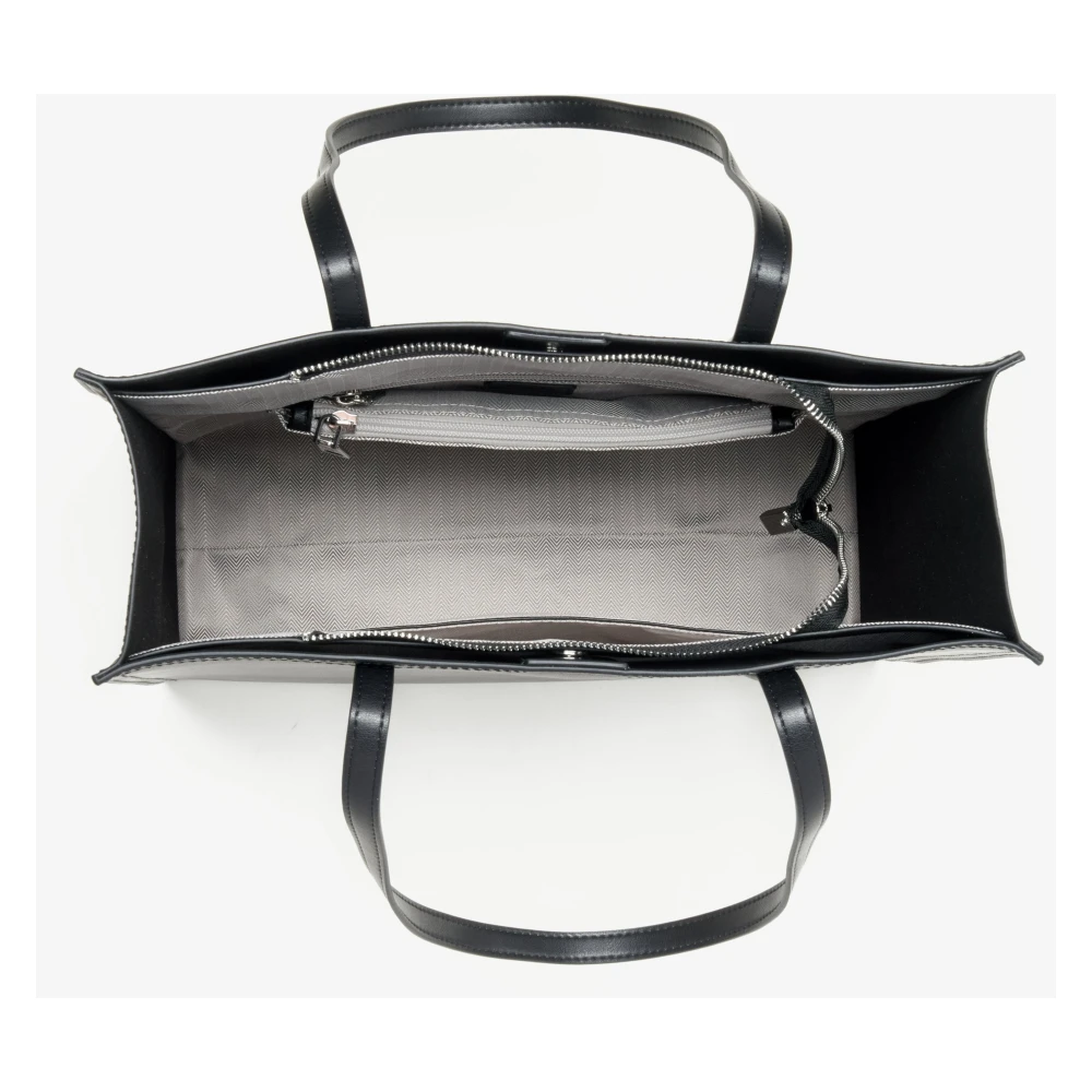 Estro Dames Zwarte Leren Shopper Tas met Matte Afwerking Er00115673 Black Dames