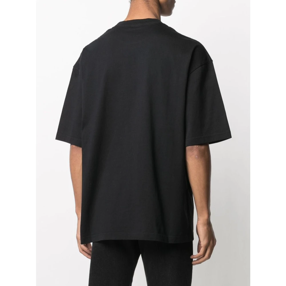 Balenciaga Zwart logo geborduurd T-shirt Black Heren
