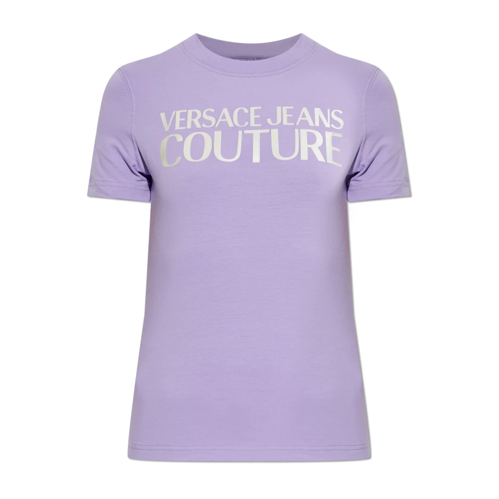 Versace Jeans Couture Femme Violet Tops, Taille: 36 Fr T-Shirt Avec Logo Imprimé