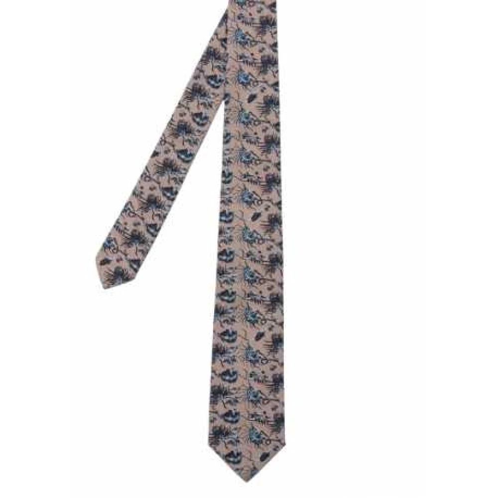 Paul Smith Taupe Bloemen Katoenen Stropdas Brown Heren