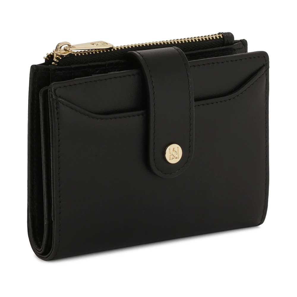 Kazar Zwarte platte leren portemonnee Black Dames