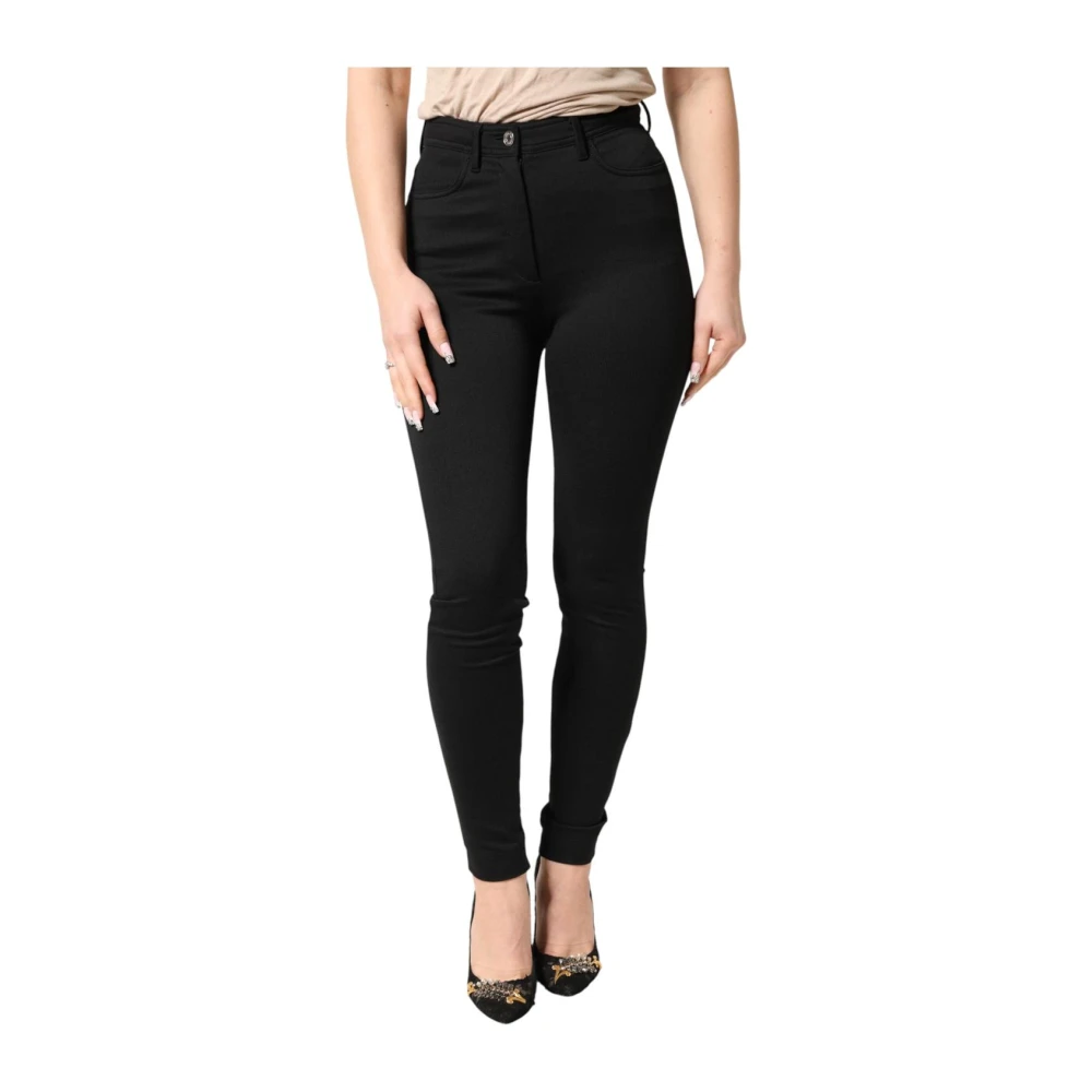 Dolce & Gabbana Women's Black Nylon Stretch Skinny High Waist Pants
