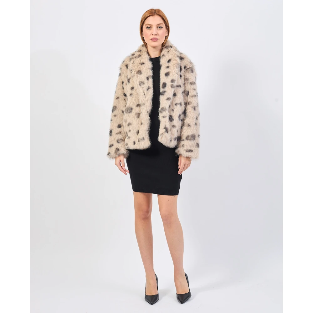 Jijil Beige Elegant Faux Fur Coat Beige Dames