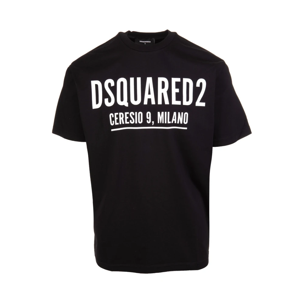Dsquared2 Coole Logo Print T-Shirt Zwart Korte Mouw Black Heren