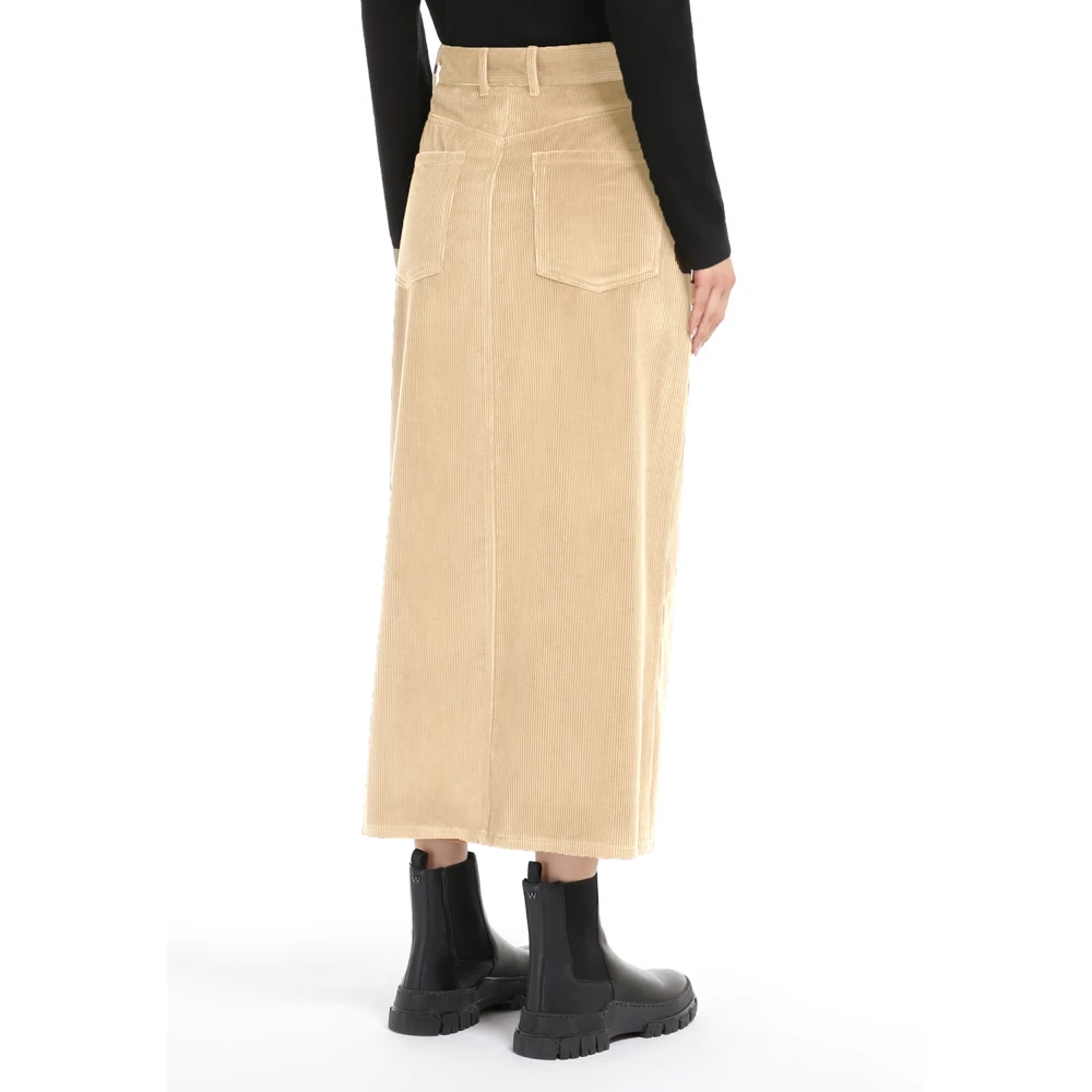 Max Mara Fluwelen rechte rok met denimdetails Beige Dames