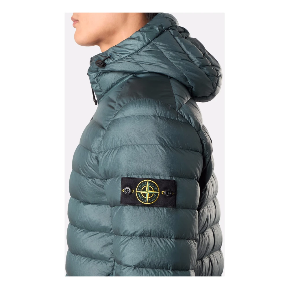 Stone Island Groene jas met capuchon en trekkoord Green Heren