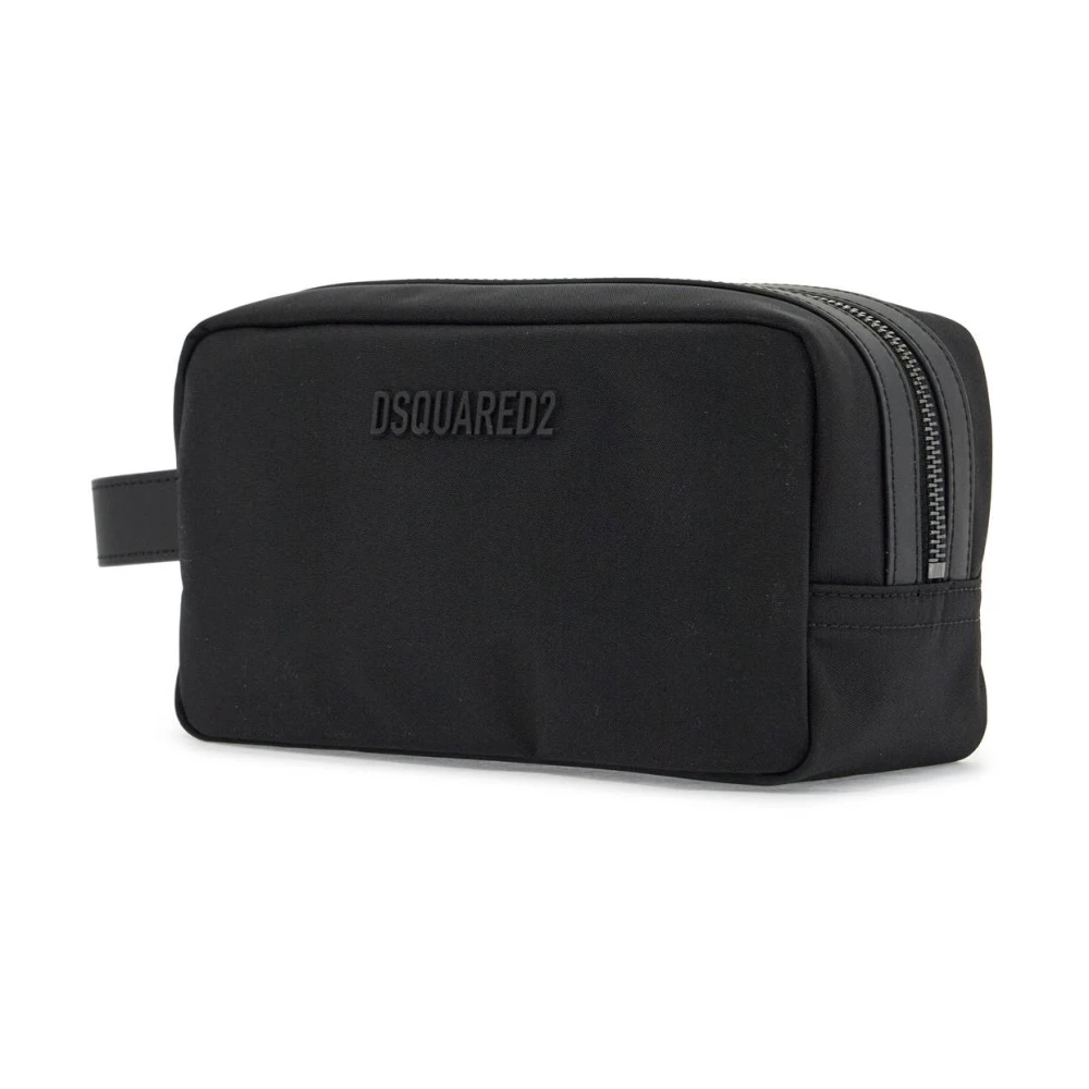 Dsquared2 Zwarte Rechthoekige Beautycase met Zijhandvat Black Heren