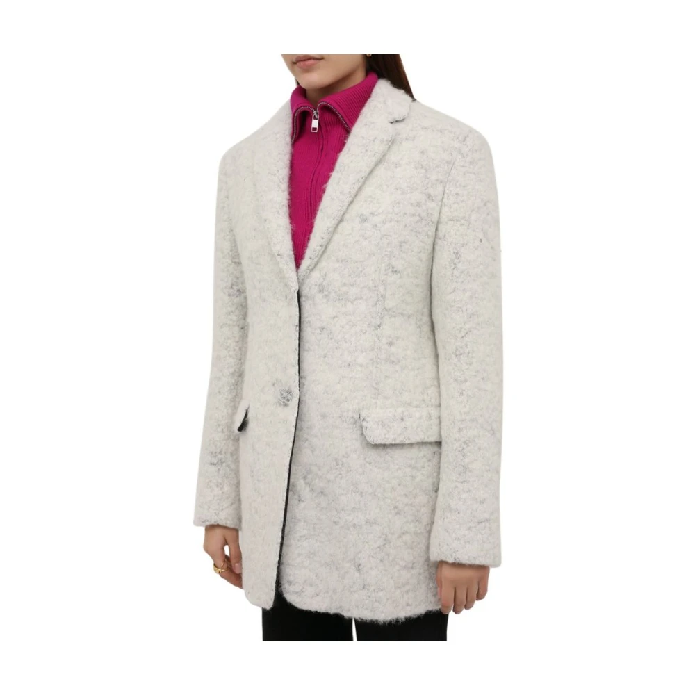 Jil Sander Alpaca Wol Korte Jas Twee-Knoopsluiting White Dames