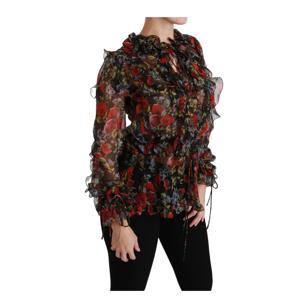 Dolce & Gabbana Women's Multicolor Floral Print Long Sleeve Blouse - Blouses - 2XS- Blouses & Shirts