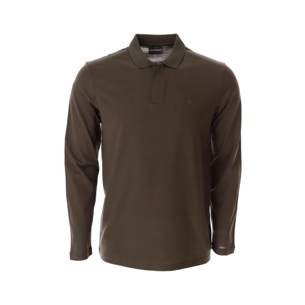 Armani Groen Logo Polo Shirt Lange Mouw Green Heren