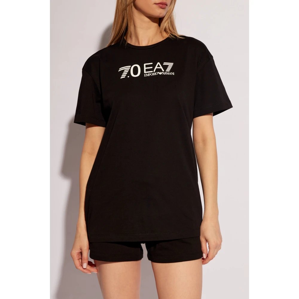 Emporio Armani EA7 T-shirt met logo Black Dames