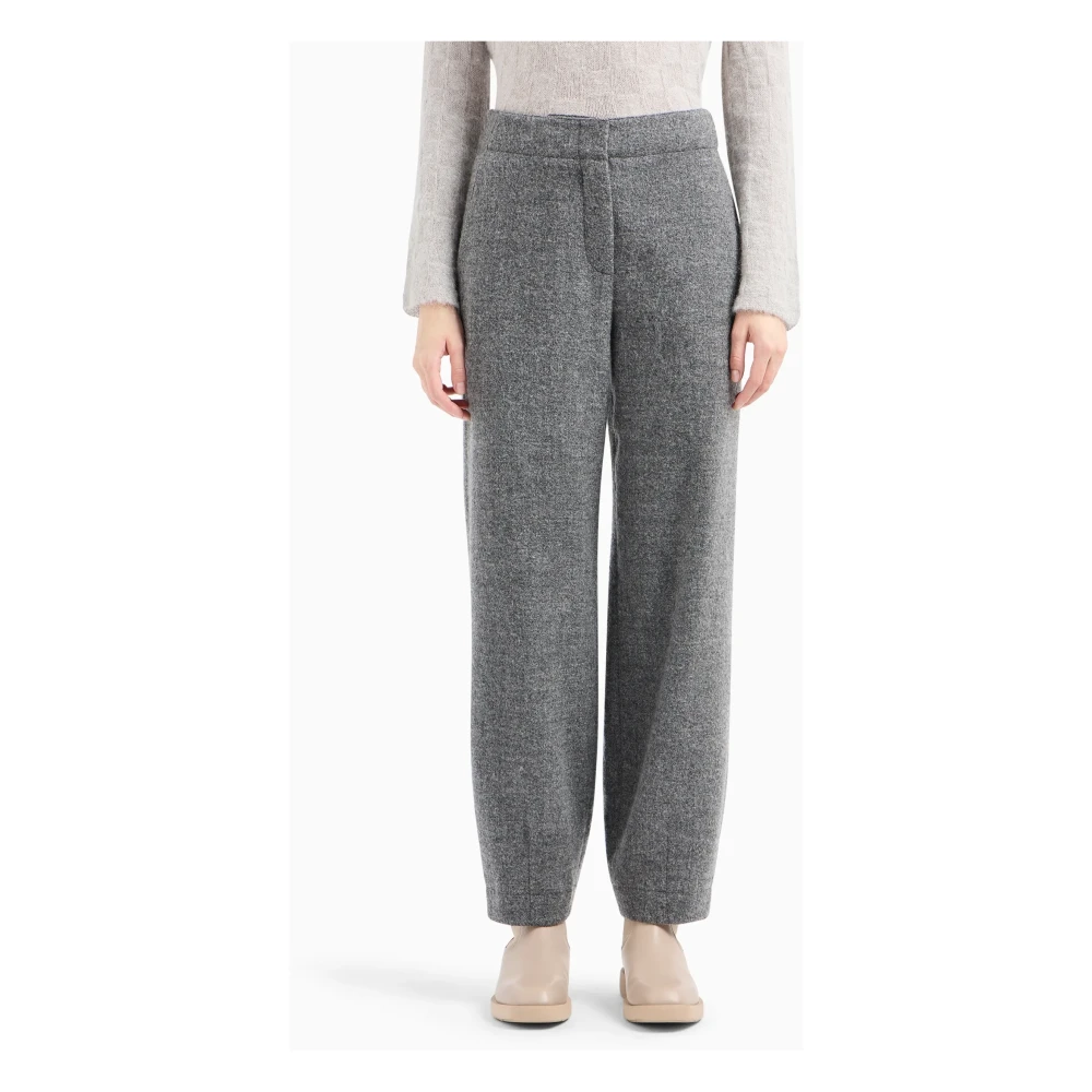 Emporio Armani Grijze wollen broek met vernauwde zoom Gray Dames