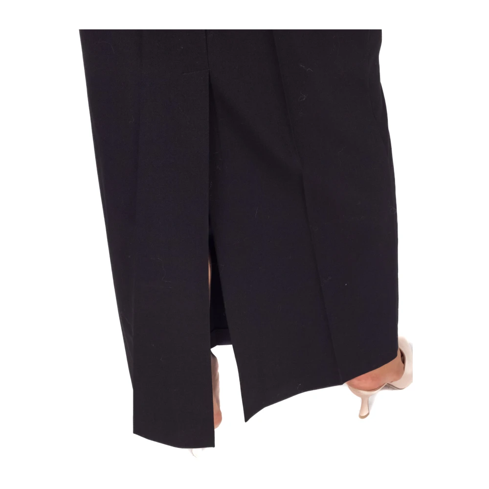 Semicouture Zwarte A-lijn Maxi Rok met Satijnen Tailleband Black Dames