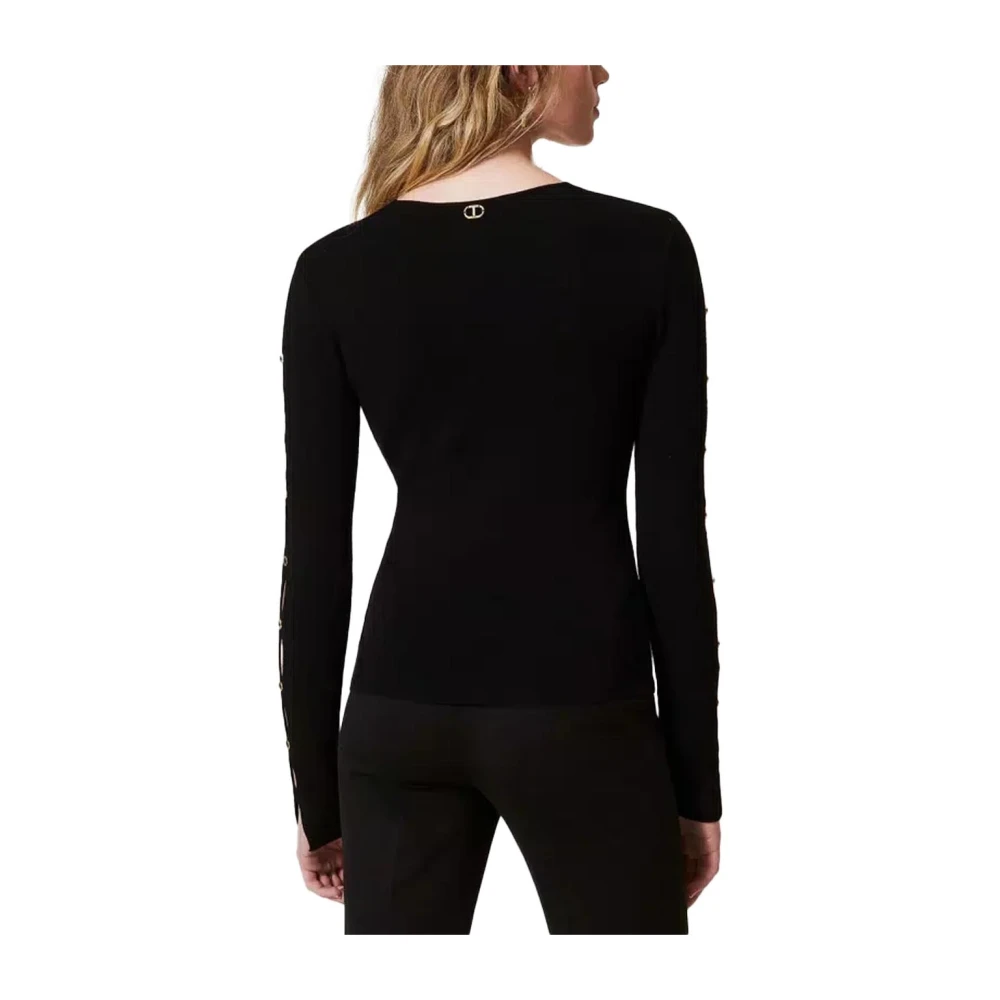 Twinset Katoenen Gebreide Truien en Sweaters met Cut-Outs Black Dames