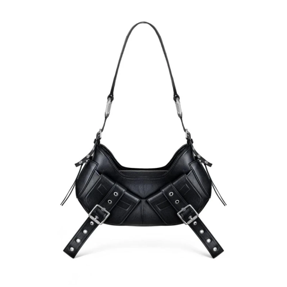 Biasia Leren Schoudertas Black Dames
