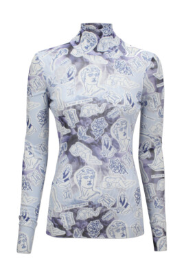 mesh-turtleneck-blouse-with-tattoo-print