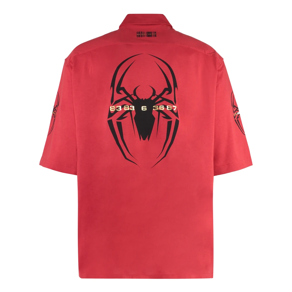 Vetements Spider Katoenen T-shirt met Zijsplitten Red Heren