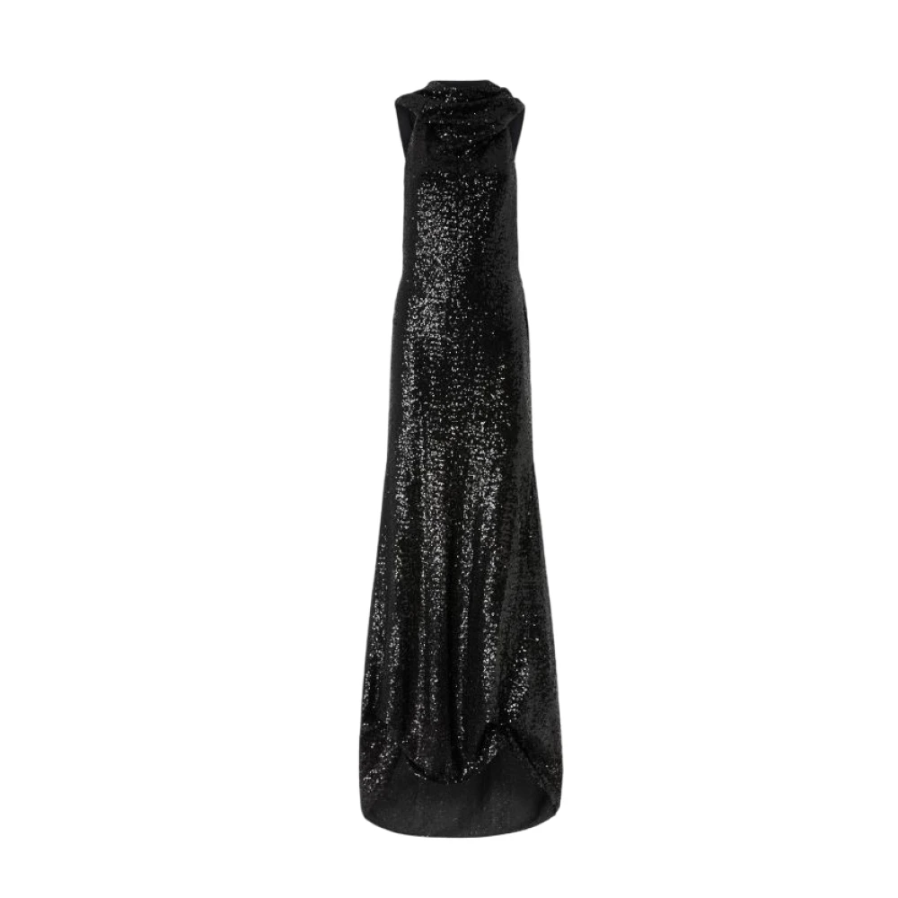 Pinko Paillet Geborduurde Mouwloze Lange Jurk Black Dames