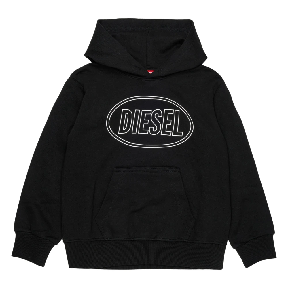 Diesel Boys Black Kids Sweatshirts, 16 Y, Logo Hoodie