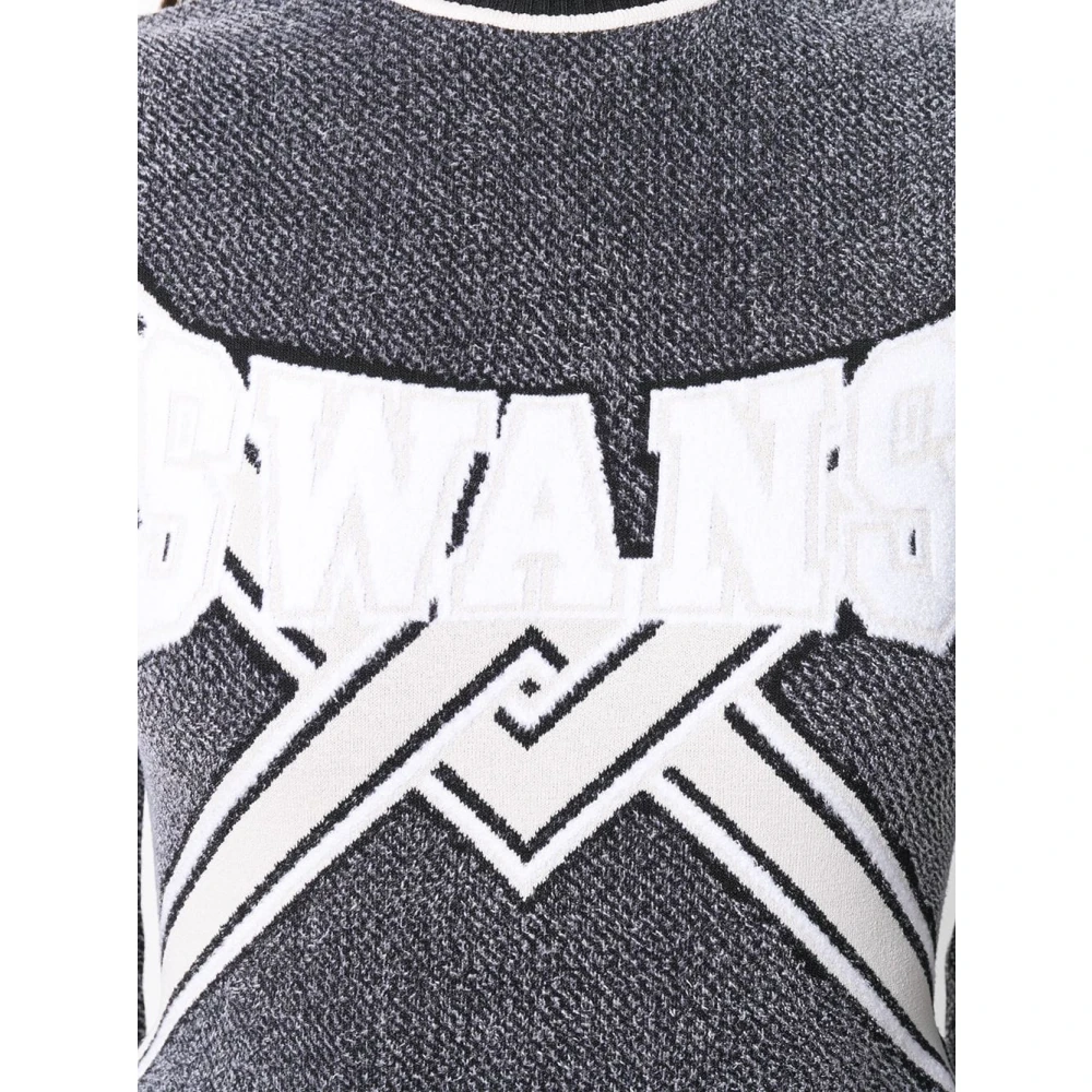 Off White Zwart Knit Swans Ronde Hals Sweater Gray Dames