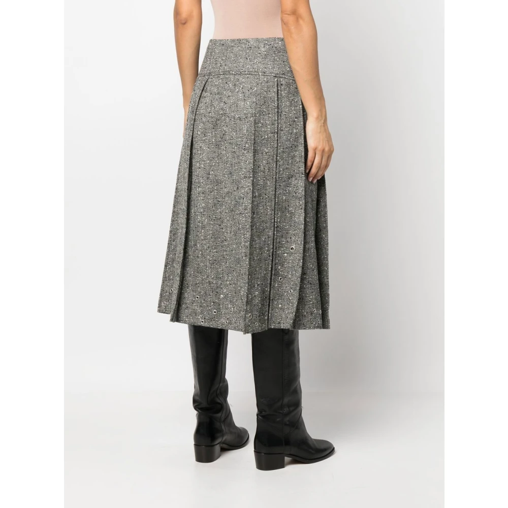 Durazzi Milano Grijze Geplooide Midi Rok met Studs en Metalen Oogjes Gray Dames