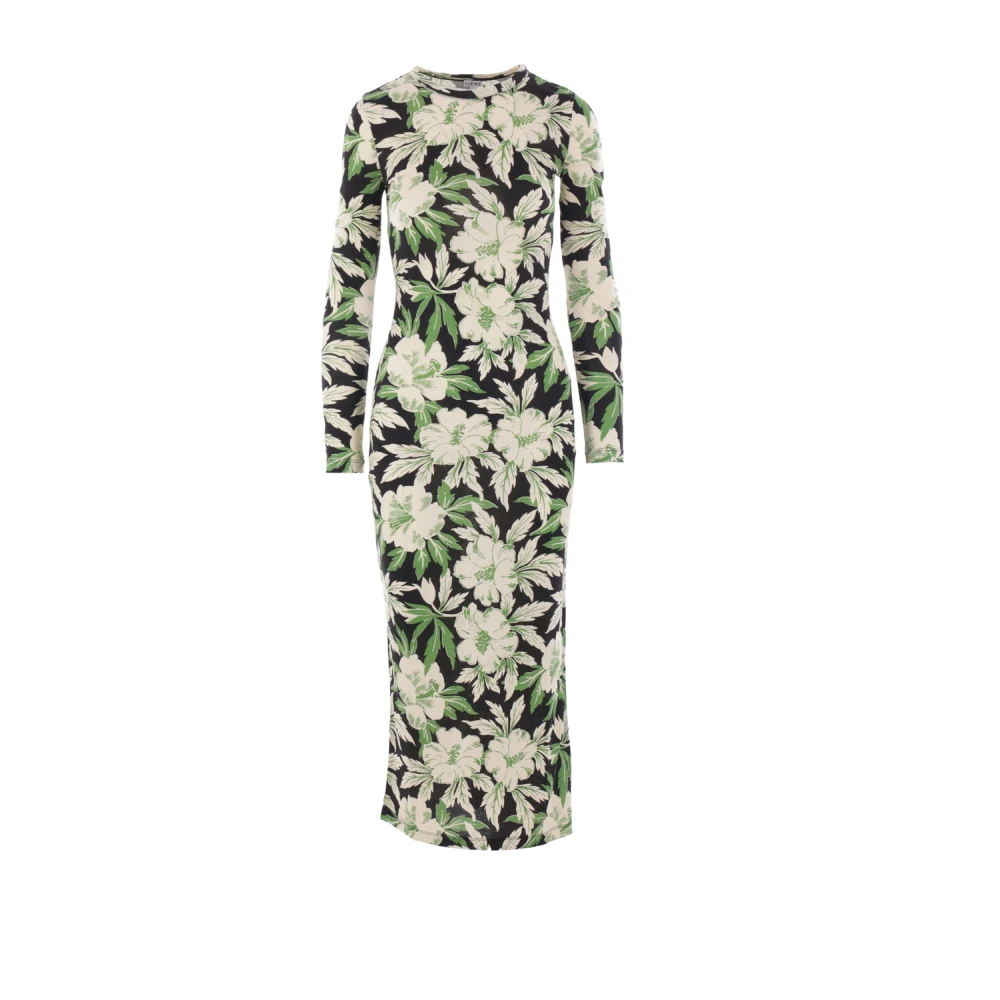 Loewe Bloemen Jersey Jurk met Zijsplit Multicolor Dames