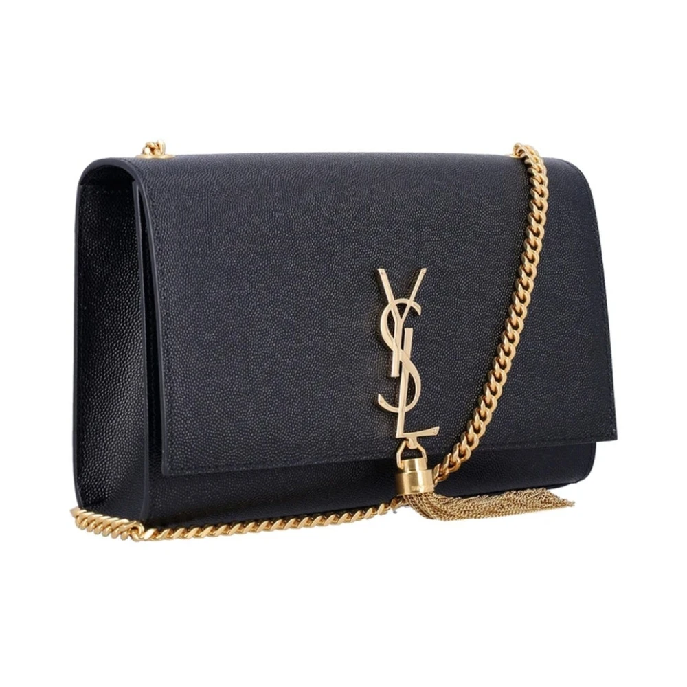 Saint Laurent Schoudertas van leer met kwastje Black Dames