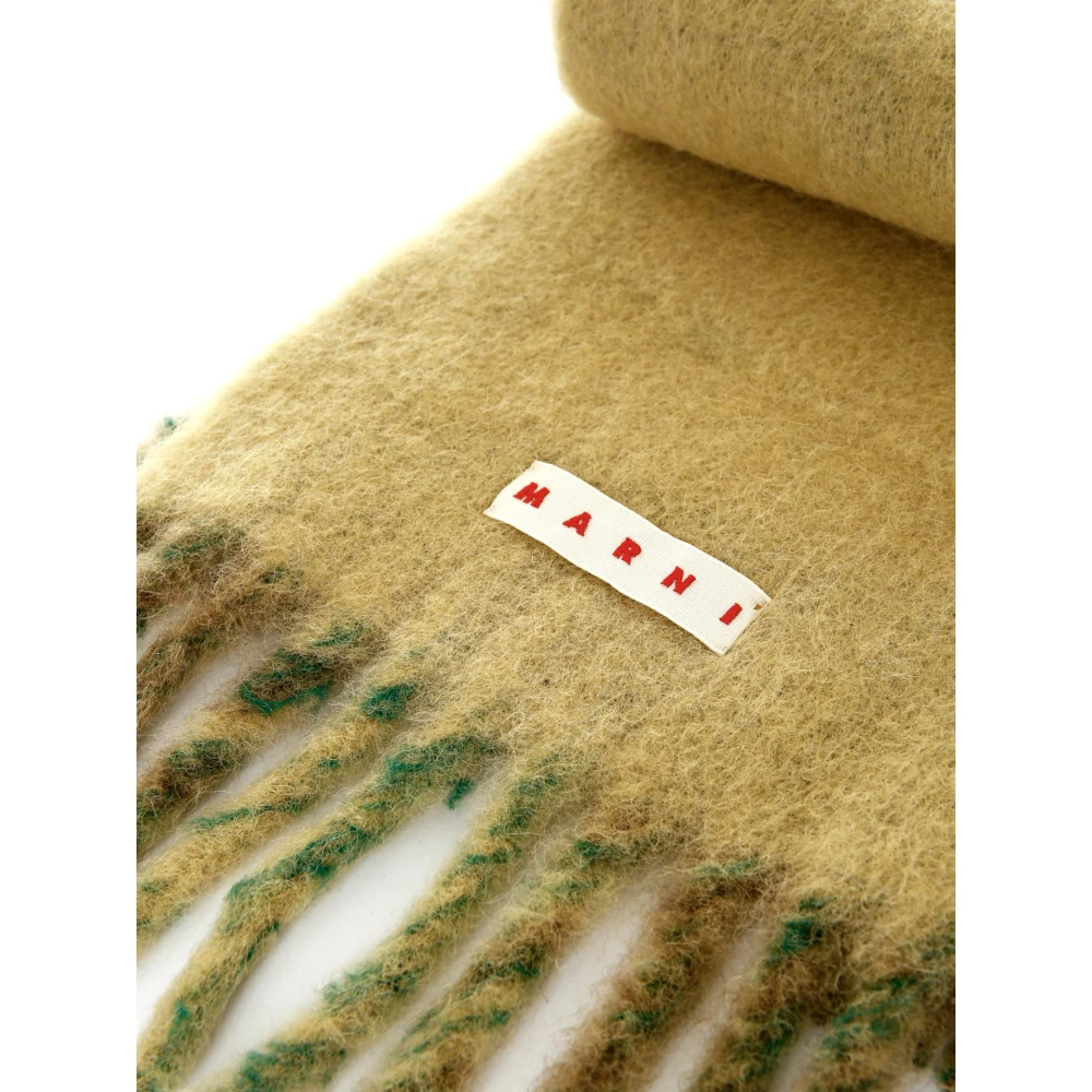 Marni Alpaca Wool Fringed Scarf Beige Heren