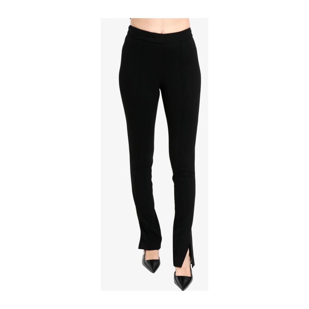 Erika Cavallini Zwarte Slim Fit Broek met Stijlvolle Details Black Dames