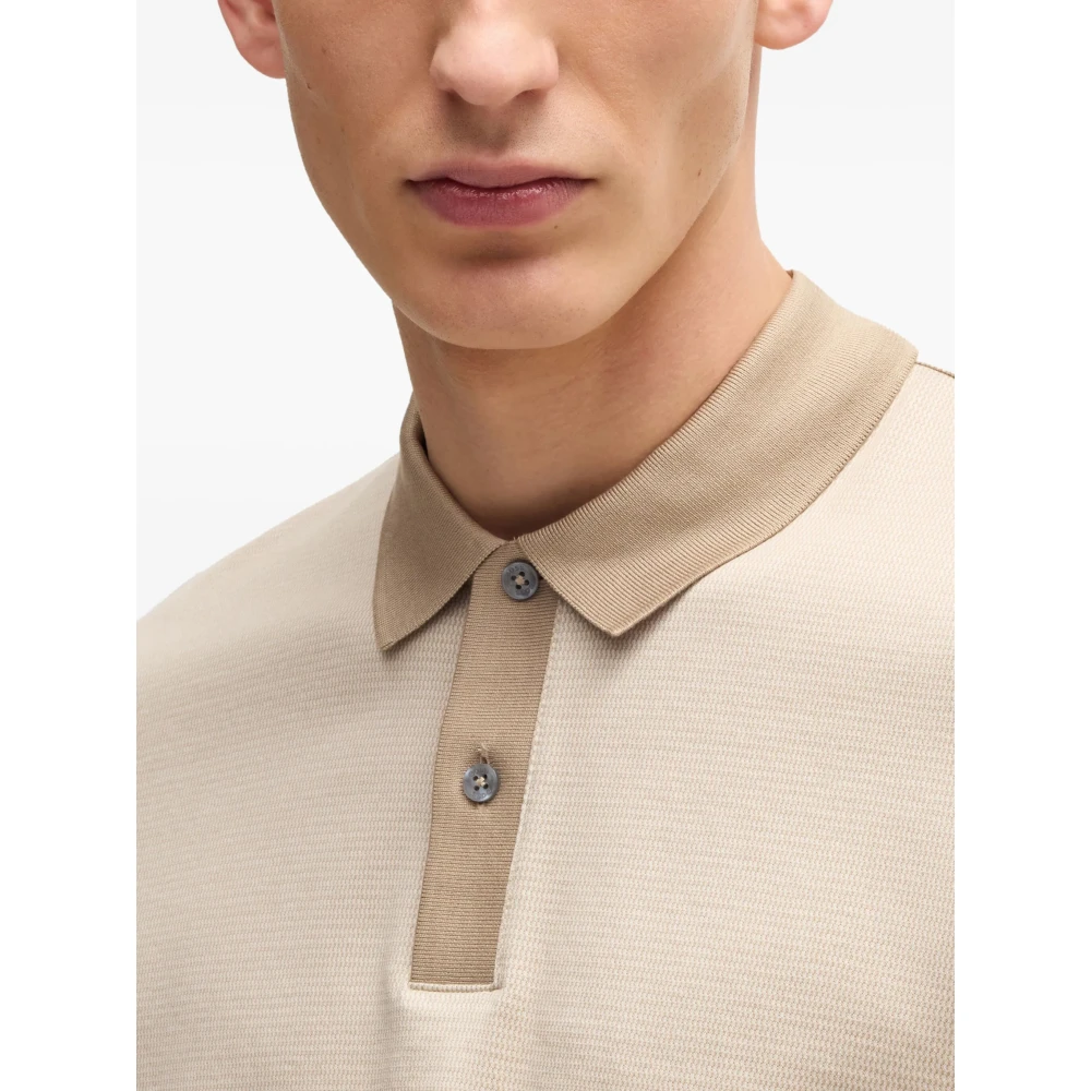 Hugo Boss Katoenen poloshirt met 2 knopen Beige Heren