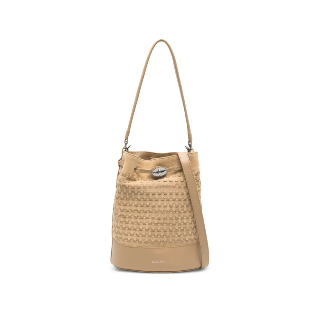 Zanellato Women's Beige Monda Musiva Small Woven Suede Bucket Bag