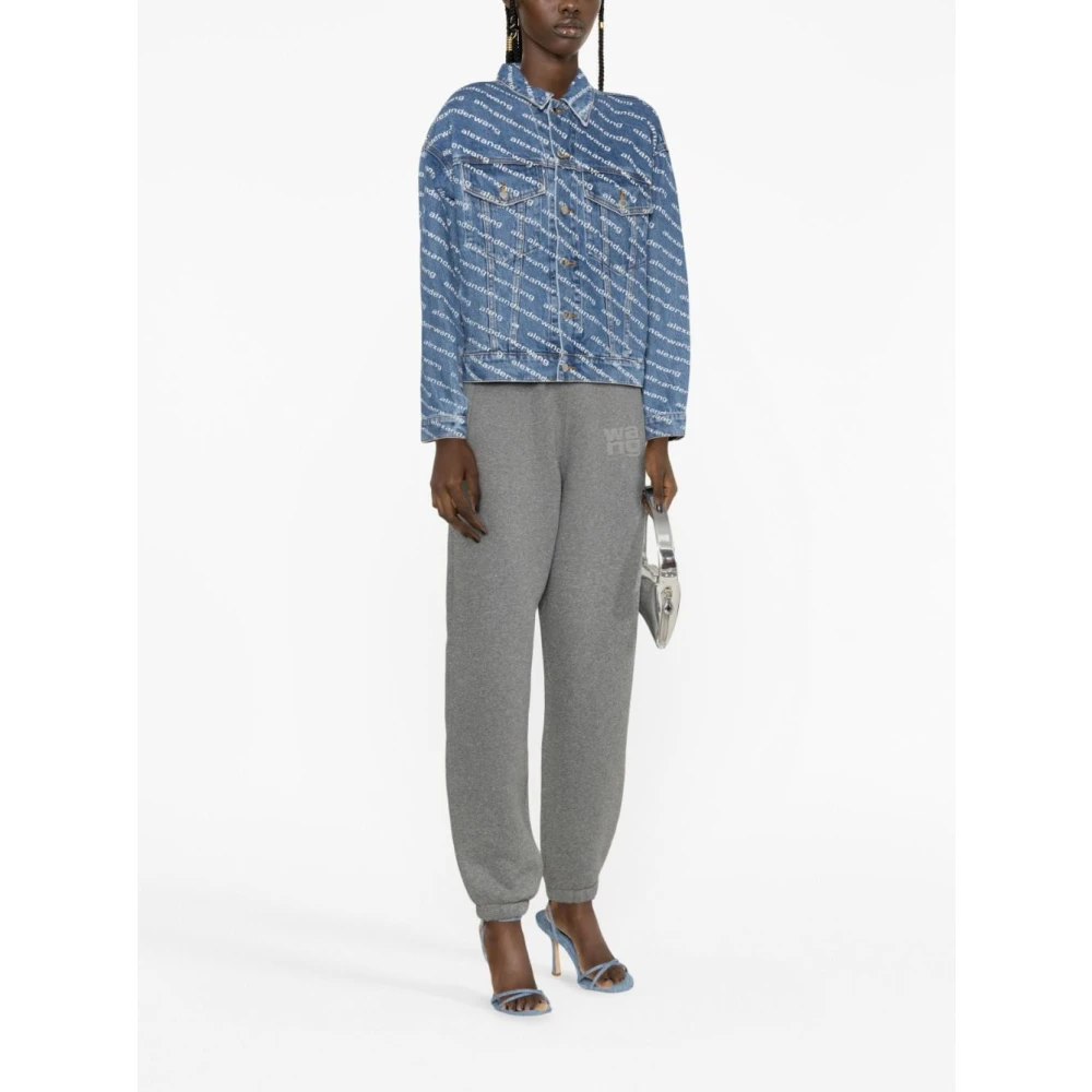 alexander wang Blauwe Denim Logo Print Jas Blue Dames