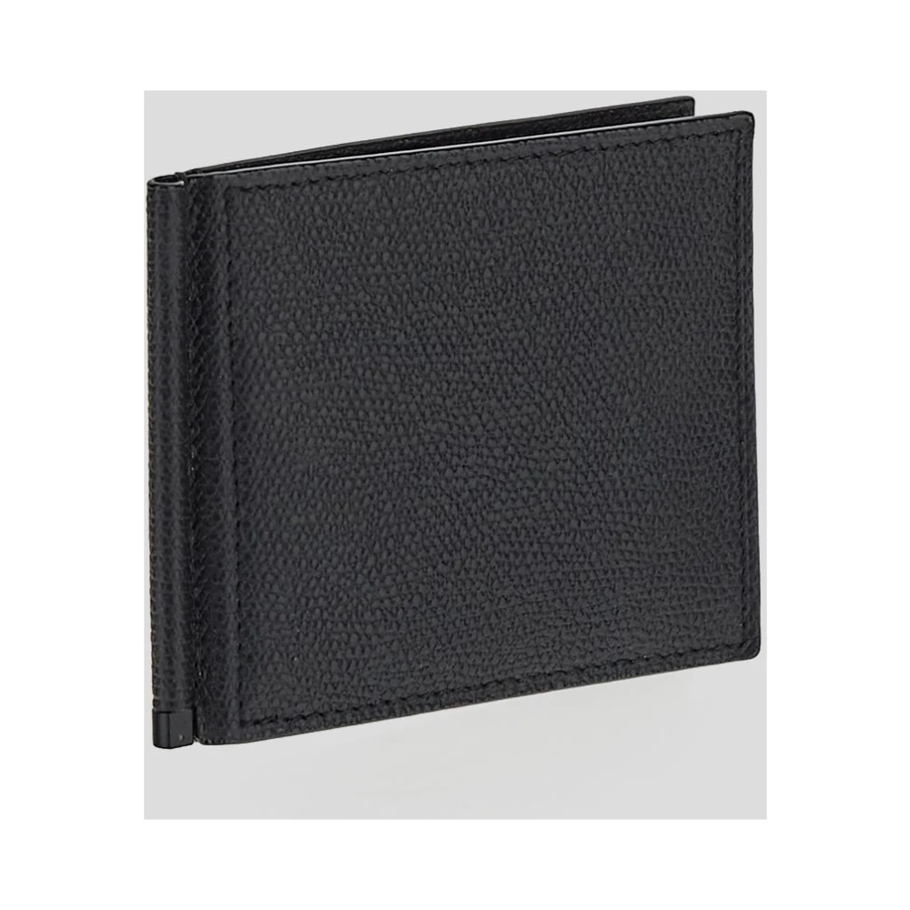 Valextra Zwarte lederen portemonnee Black Heren