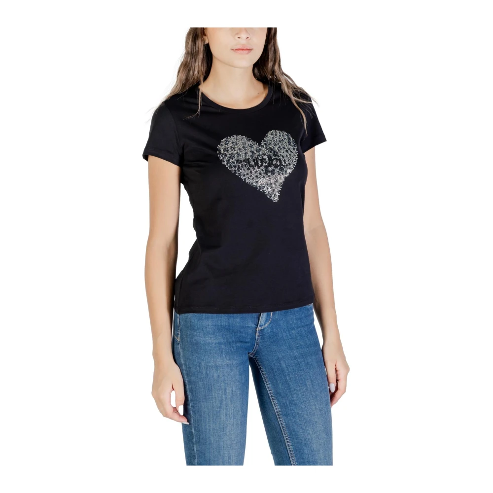 Liu Jo Women's Black T-Shirts, Xs, Graphic Print Short Sleeve T-Shirt With Round Neck