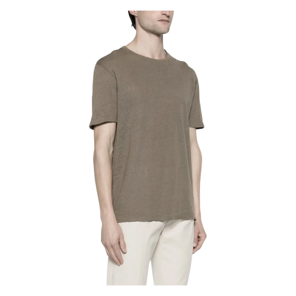 Malo Duif Grijs Linnen Reliëf T-shirt Gray Heren