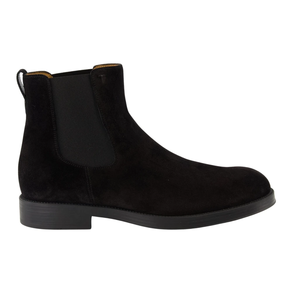 Tod's Men's Black Chelsea Boots, 6 Uk, Velvet Leather Ankle Boots