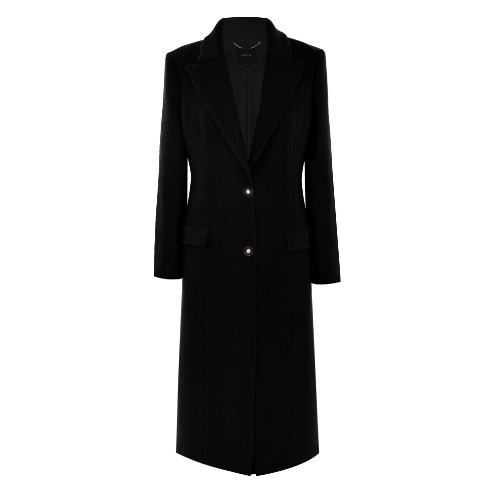 Kocca Women's Black Chic Blazer Style Coat With Lapels - Single-Breasted Coats - L - Coats
