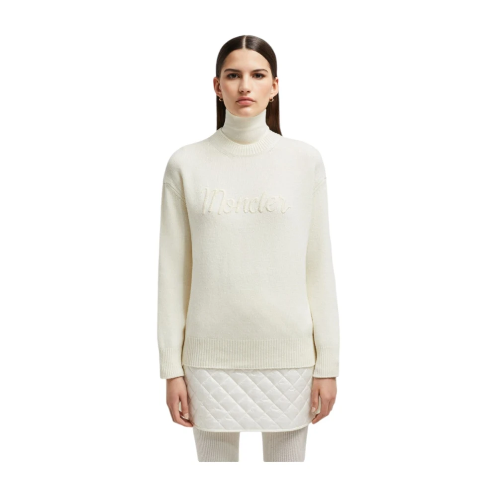 Moncler Geborduurde wol & kasjmier trui White Dames