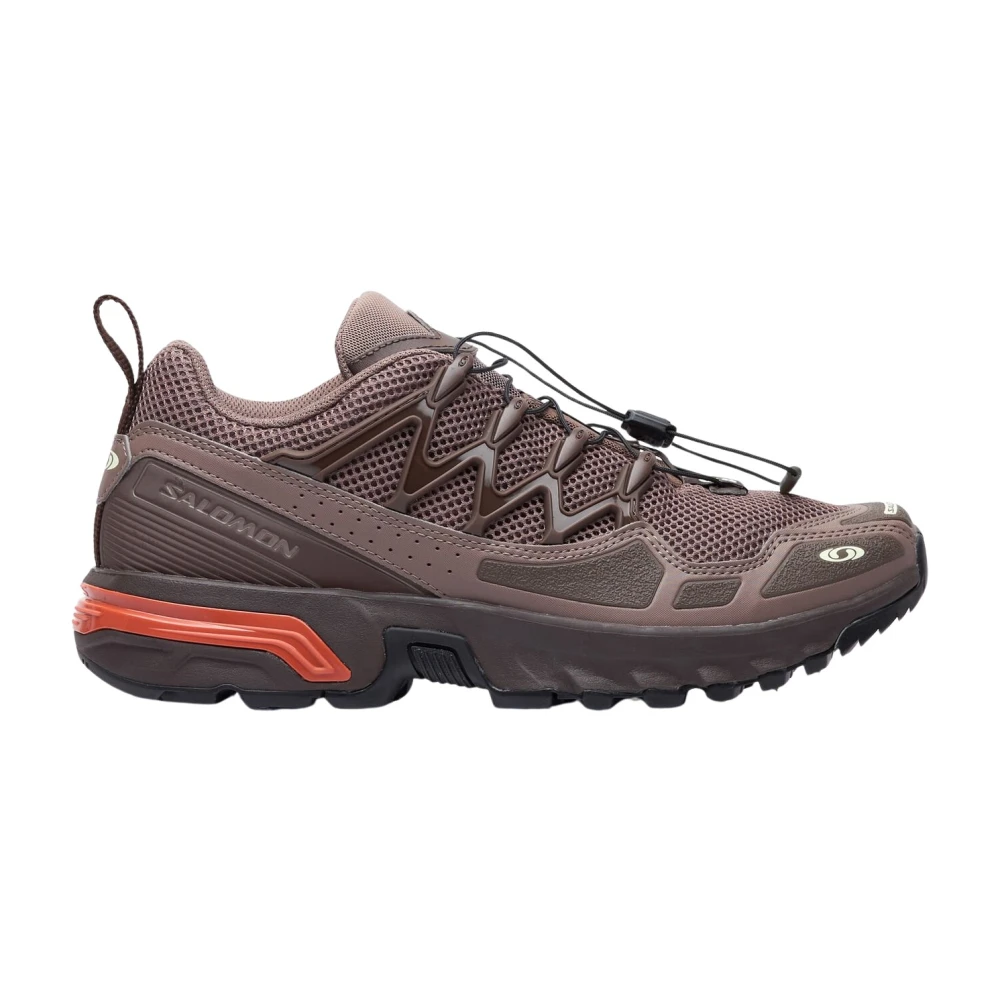 Salomon Mesh Panel Sneakers Lace-Up Logo Debossed Brown, Herr