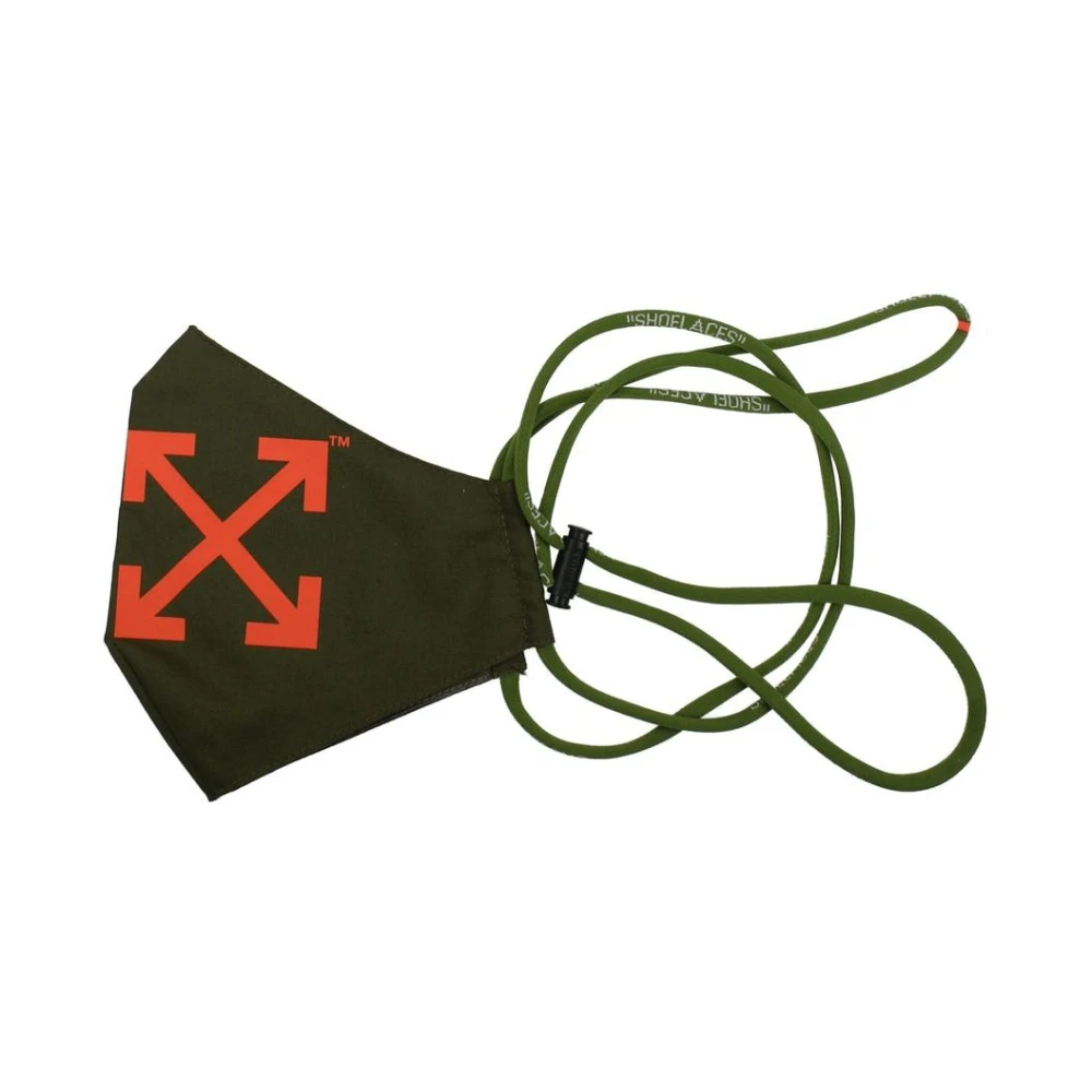 Off-White Green Polyester Facemask - Image 2