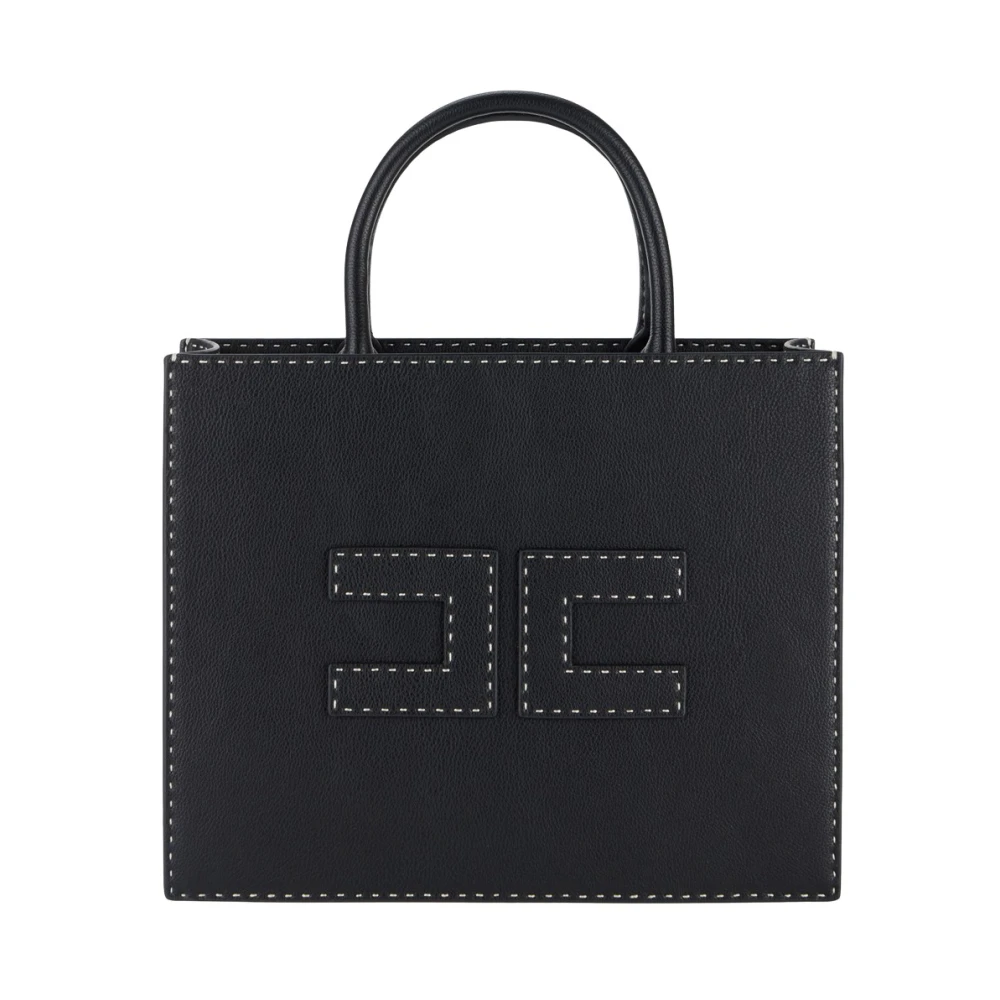 Elisabetta Franchi Zwarte Tote Tas met Media Black Dames